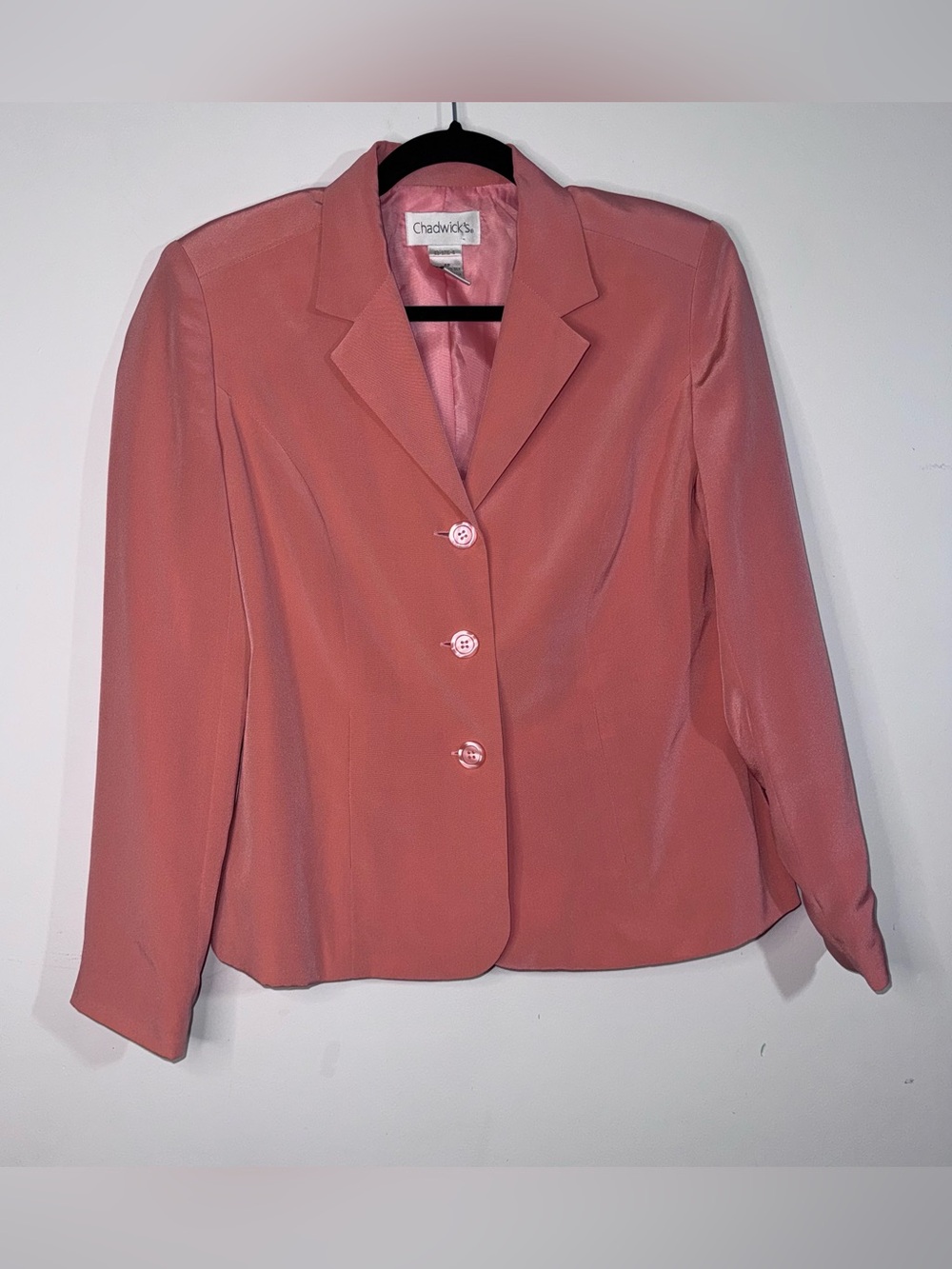 Chadwick’s Women’s 4P 100% Silk Pink Blazer Y2K Petite Tailored Jacket